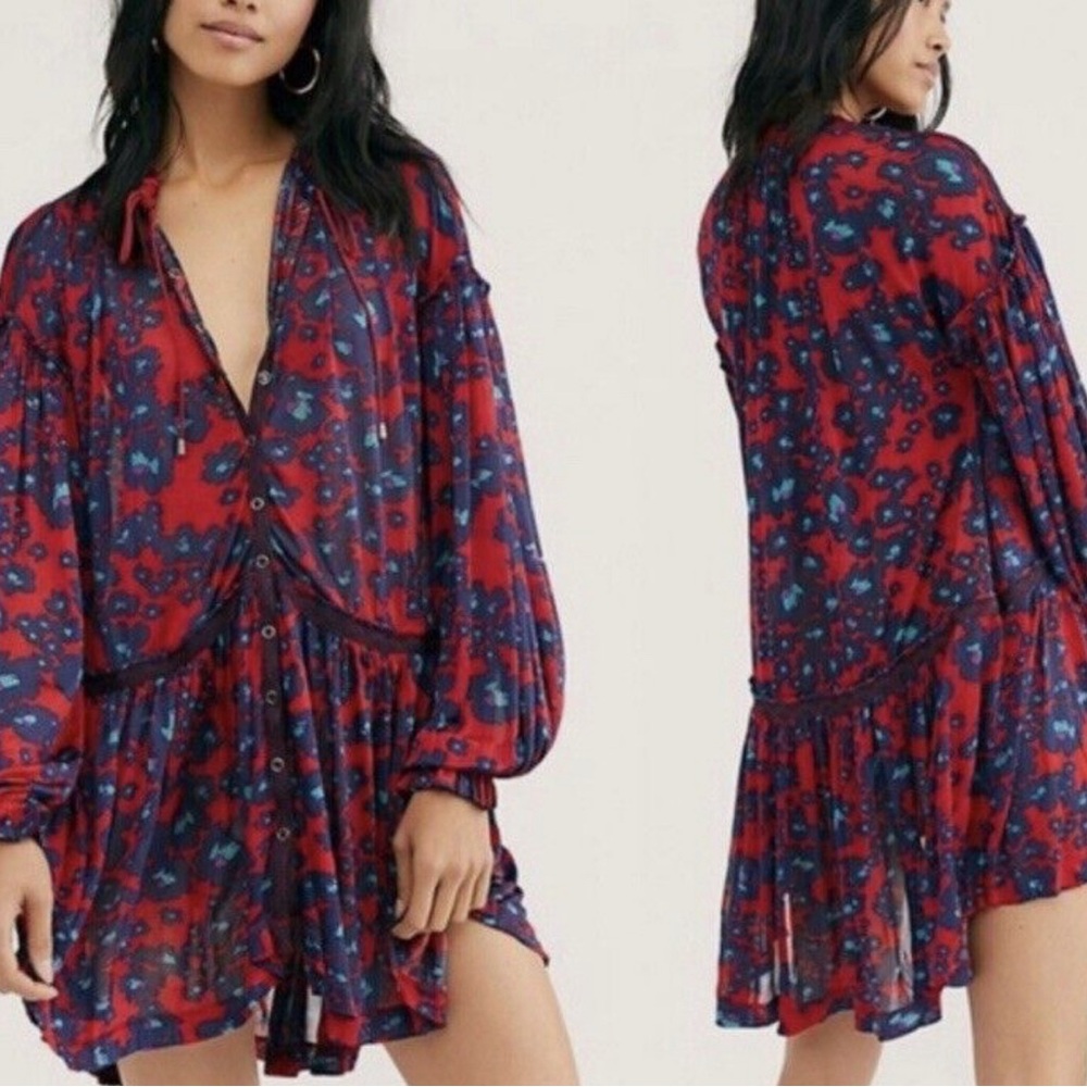 Free People NWT Love Letter Tunic, size small, in Merlot color combo